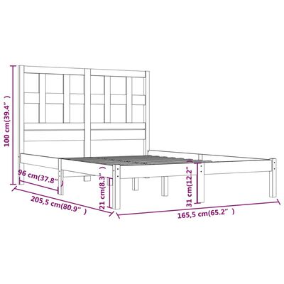 vidaXL Giroletto Bianco in Legno Massello di Pino 160x200 cm