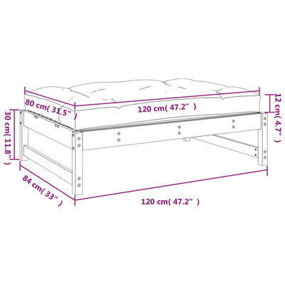 vidaXL Poggiapiedi da Giardino 120x80 cm in Legno Massello di Douglas