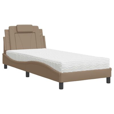 vidaXL Letto con Materasso Cappuccino 90x200 cm in Similpelle