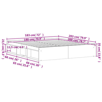 vidaXL Giroletto Grigio Sonoma 180x200 cm Super King