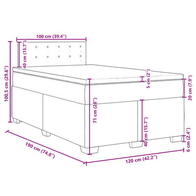 vidaXL Giroletto a Molle con Materasso Blu 120x190 cm in Velluto