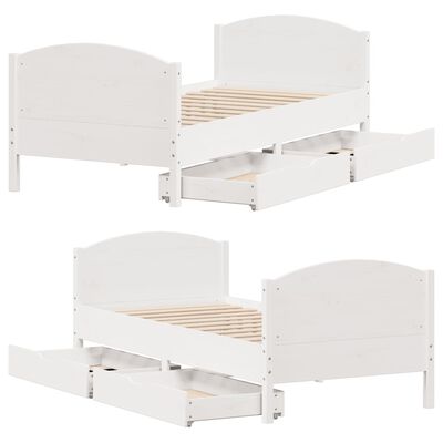 vidaXL Letto senza Materasso Bianco 90x200 cm Legno Massello di Pino