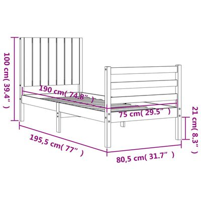 vidaXL Giroletto con Testiera Small Single in Legno Massello