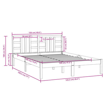 vidaXL Giroletto in Legno Massello 120x190 cm Small Double