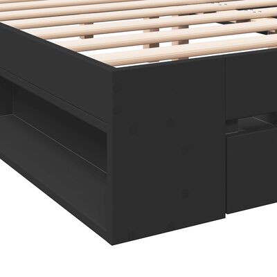 vidaXL Giroletto con Cassetti Nero 135x190 cm in Legno Multistrato