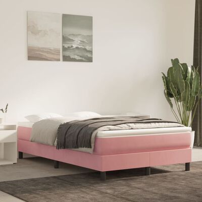 vidaXL Giroletto a Molle con Materasso Rosa 120x190 cm in Velluto