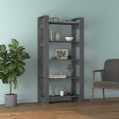 vidaXL Libreria/Divisorio Grigio 80x35x160 cm Legno Massello