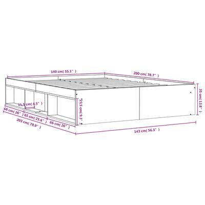 vidaXL Giroletto Rovere Fumo 140x200 cm