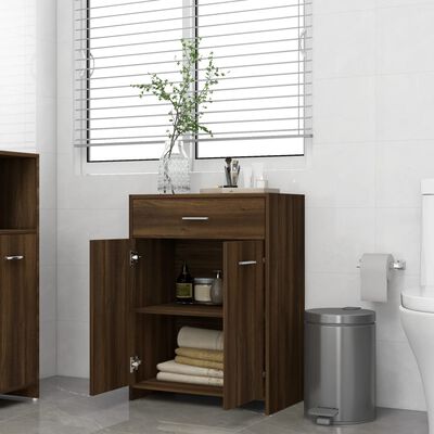 vidaXL Armadietto Bagno Rovere Marrone 60x33x80cm Legno Ingegnerizzato