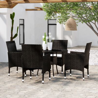 vidaXL Set da Pranzo per Giardino 5 pz in Polyrattan Nero