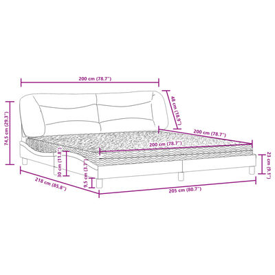 vidaXL Letto con Materasso Marrone Scuro 200x200 cm in Tessuto