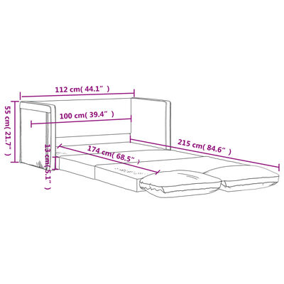 vidaXL Divano Letto da Terra 2 in 1 Blu 112x174x55 cm Tessuto