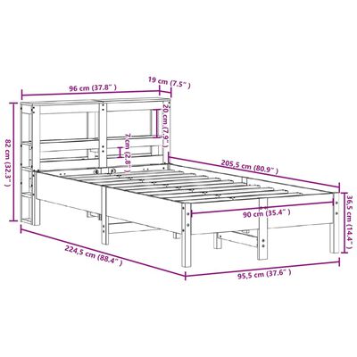 vidaXL Letto senza Materasso Bianco 90x200 cm Legno Massello di Pino