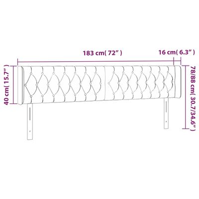 vidaXL Testiera a LED Marrone Scuro 183x16x78/88 cm in Tessuto