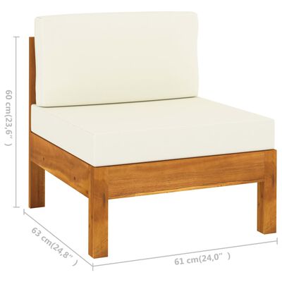 vidaXL Set Divani Giardino 5 pz Cuscini Bianco Crema in Legno d'Acacia