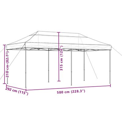 vidaXL Tenda da Festa Pieghevole Pop-Up Beige 580x292x315 cm