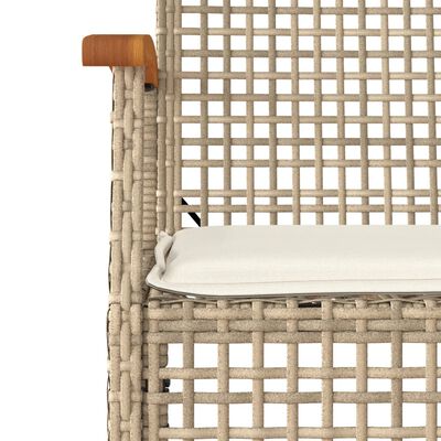 vidaXL Sedie da Giardino con Cuscini 4 pz Beige in Polyrattan e Acacia