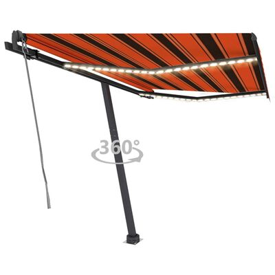 vidaXL Tenda Automatica Sensore Vento e LED 350x250 cm Arancio Marrone