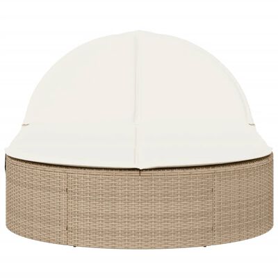 vidaXL Lettino Prendisole con Cuscini Beige in Polyrattan