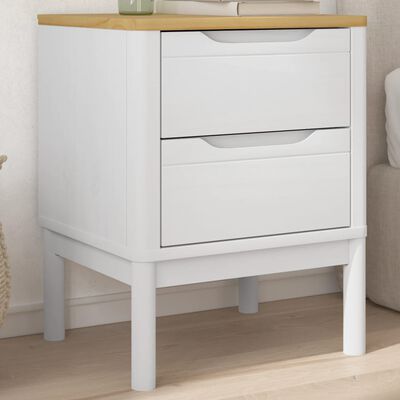 vidaXL Comodino FLORO Bianco 45x39x57 cm in Legno Massello di Pino