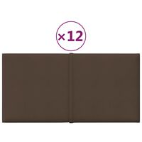 vidaXL Pannelli Murali 12 pz Marrone 30x15 cm Tessuto 0,54 m²