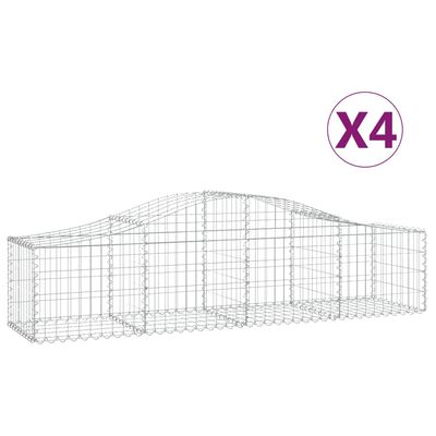 vidaXL Cesti Gabbioni ad Arco 4 pz 200x50x40/60 cm Ferro Zincato