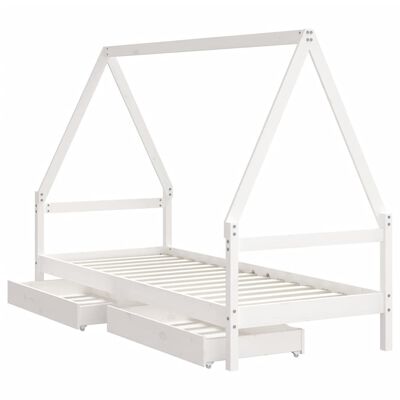 vidaXL Giroletto Bambini con Cassetti Bianco 90x200cm Massello di Pino