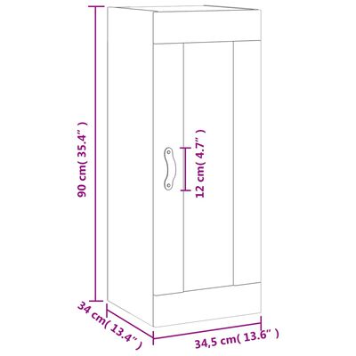 vidaXL Mobile a Parete Rovere Sonoma 34,5x34x90 cm