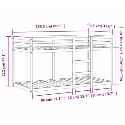 vidaXL Letto a Castello Marrone Cera 90x200 cm in Legno di Pino