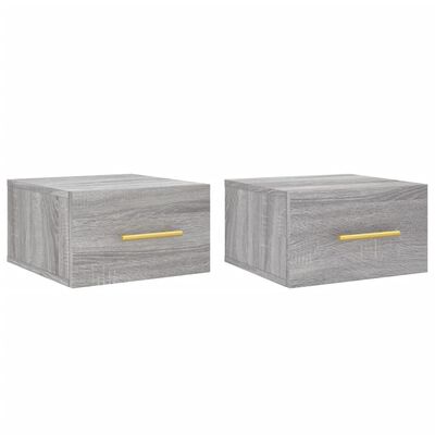 vidaXL Comodini a Muro 2 pz Grigio Sonoma 35x35x20 cm