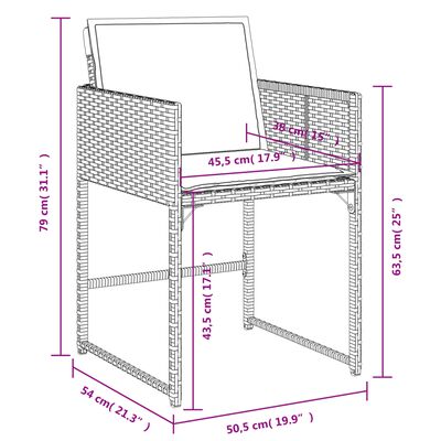 vidaXL Set Pranzo da Giardino 15 pz con Cuscini Beige Misto Polyrattan