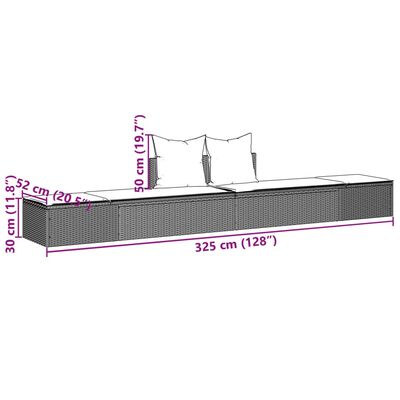 vidaXL Lettino Prendisole con Cuscini Marrone in Polyrattan