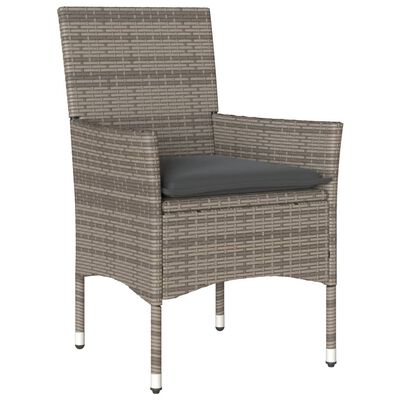 vidaXL Set Pranzo da Giardino 3pz con Cuscini Polyrattan Acacia Grigio