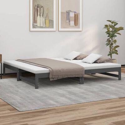 vidaXL Dormeuse Estraibile Grigia 2x(90x200) cm Legno Massello di Pino