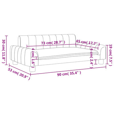 vidaXL Divano per Bambini Nero 90x53x30 cm in Tessuto