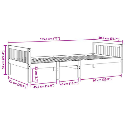 vidaXL Letto per Bambini senza Materasso Bianco 75x190cm Massello Pino