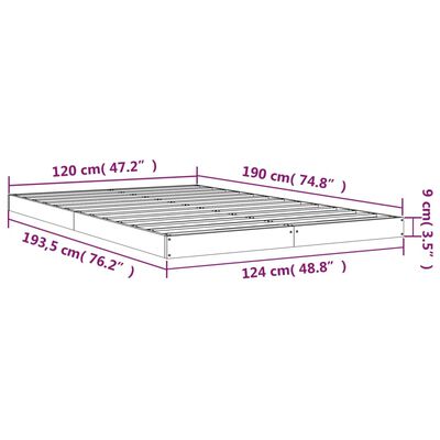 vidaXL Letto senza Materasso Bianco 120x190 cm Legno Massello di Pino