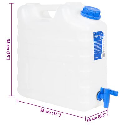 vidaXL Contenitore Acqua con Rubinetto Trasparente 15 L in Plastica