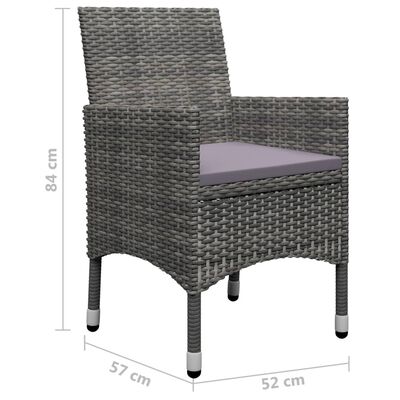 vidaXL Set Mobili da Pranzo per Giardino 5 pz Grigio