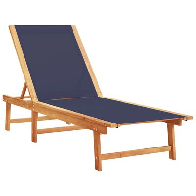 vidaXL Lettini Prendisole 2 pz con Tavolo Blu Legno Acacia e Textilene