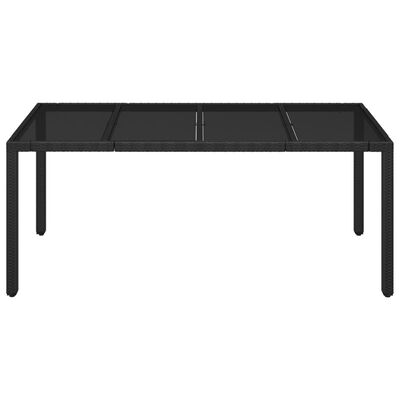 vidaXL Tavolo da Giardino Piano in Vetro Nero 190x90x75 cm Polyrattan