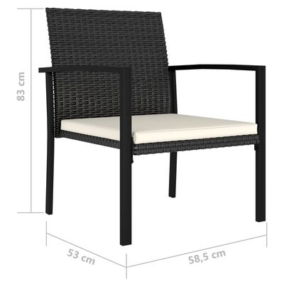 vidaXL Sedie da Pranzo per Giardino 4 pz in Polyrattan Nero