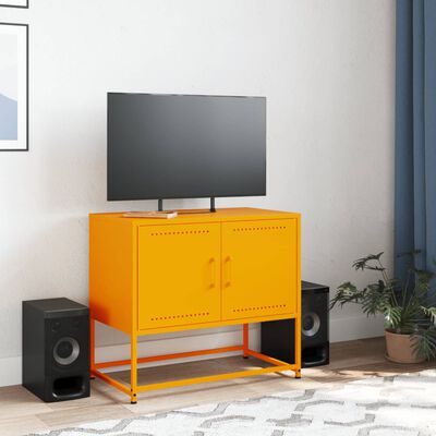 vidaXL Mobile TV Giallo Senape 68,5x39x60,5 cm in Acciaio