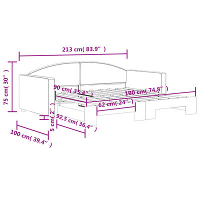 vidaXL Divano Letto con Letto Estraibile Grigio Scuro 90x190cm Tessuto