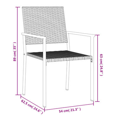 vidaXL Sedie da Giardino 2 pz Nere 54x62,5x89 cm in Polyrattan