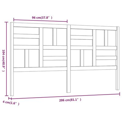 vidaXL Testiera per Letto Bianca 206x4x104 cm Legno Massello di Pino