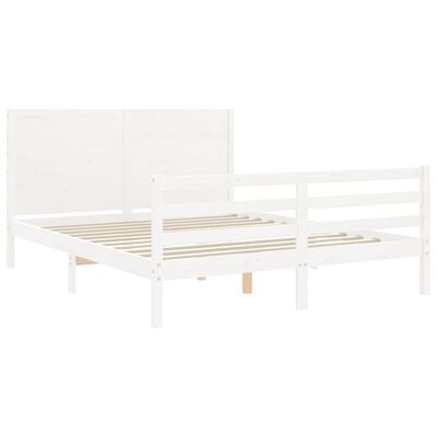 vidaXL Giroletto con Testiera Bianco King Size in Legno Massello