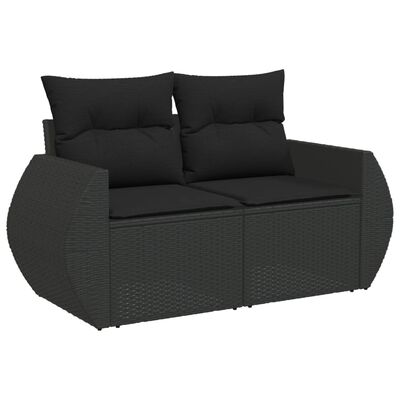 vidaXL Set Divani da Giardino con Cuscini 8 pz Nero in Polyrattan