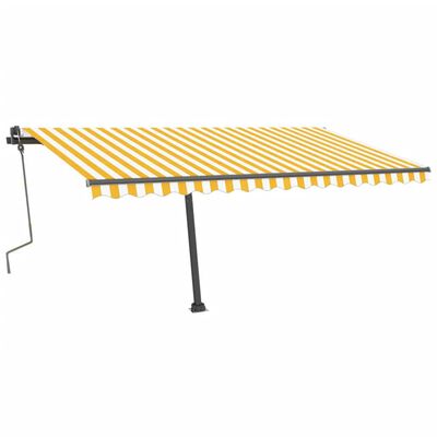 vidaXL Tenda Retrattile Manuale con Palo 400x300 cm Giallo/Bianco