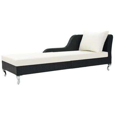 vidaXL Lettino Prendisole con Cuscino in Polyrattan Nero